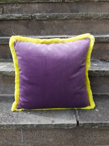 Lilac & Lemon Contrast Velvet Cushion